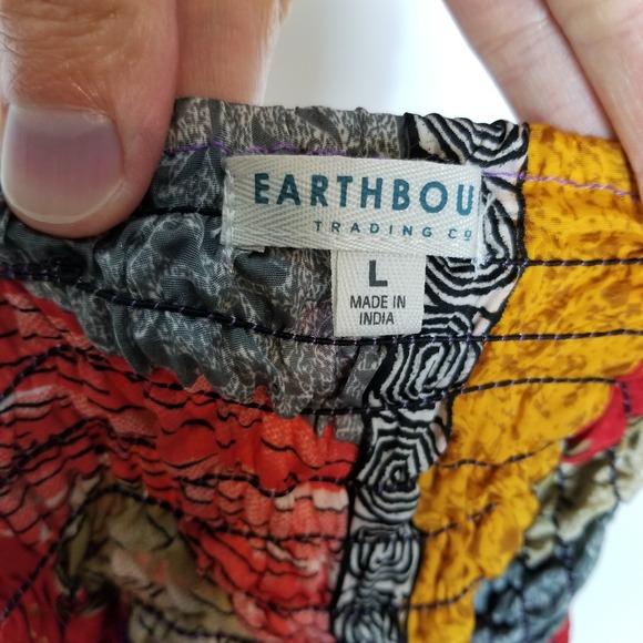 Earthbound Women Floral Boho Harem Pants Sz L Pull On Summer Beach - Picture 7 of 8